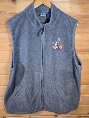 Vintage Winnie The Pooh Embroidered Vest Tigger Womens 2X XXL Gray Fleece 90s